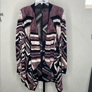 219 - Lucky Brand NWOT Purple Cream Cardigan Sweater, Size Large